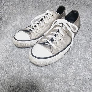 Converse Chuck Taylor All Star Low Top Metallic Gold Leather Sneakers Womens - 8